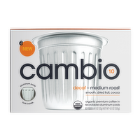 Cambio Decaf Medium Roast Organic Premium Coffee Recyclable Aluminum Pods, 10 Each