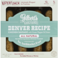 Gilbert's Early Bird Green Pepper & Onion Chicken Breakfast Sausages, 10 Ounce