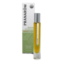 Pranarom Bergamot & Sandalwood Harvest Citrus Perfume Organic Essential Oil Perfume Roller, 10 Millilitre