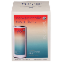 Hiyo Organic Watermelon Lime Non-Alcholic Social Tonic Functional Seltzers, 4 Each