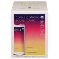 Hiyo Organic Blackberry Lemon Non-Alcoholic Social Tonic Functional Seltzers, 4 Each