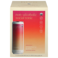 Hiyo Organic Strawberry Guava Non-Alcoholic Social Tonic Functional Seltzers, 4 Each
