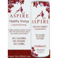 Aspire Cranberry Calorie Burning Energy Drink, 4 Each