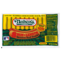 Nathan's Famous Bun Length Skinless Beef Franks, 12 Ounce