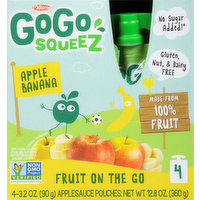 GoGo squeeZ Apple Banana Applesauce On the Go, 4 Each