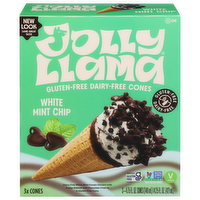 Jolly Llama White Mint Chip Gluten & Dairy Free Frozen Dessert Cones, 3 Each