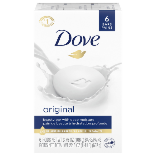 Dove White Beauty Bars Soap with Deep Moisture 6 Pack