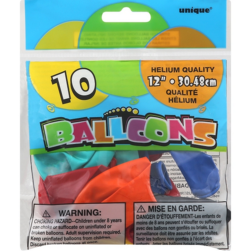 Unique Balloons, Assorted Colors 12 Inch