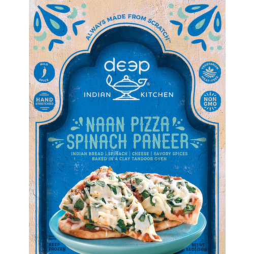 Deep Indian Kitchen Spinach Paneer Cheese Naan Pizza