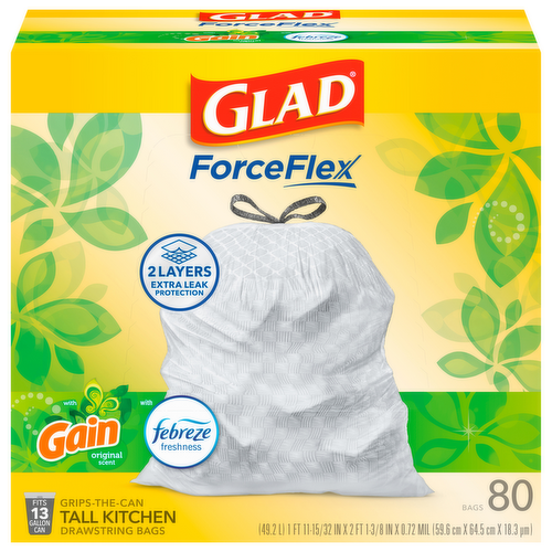 Glad ForceFlex Tall Kitchen Trash Bags with Gain & Febreze Original Scent