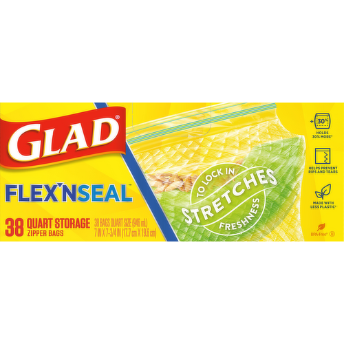 Glad Flex'N Seal Zipper Quart Storage Bags