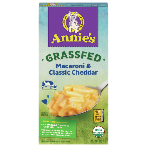 Annie's Homegrown Organic Grass Fed Classic Mild Cheddar Macaroni & Cheese Dinner