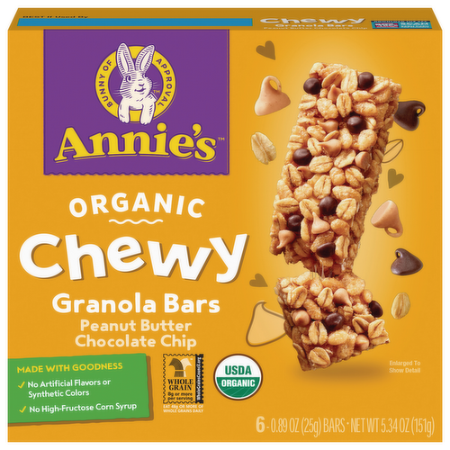 Annie's Homegrown Organic Peanut Butter Chocolate Chip Chewy Granola Bars