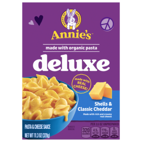 Annie's Homegrown Deluxe Rich & Creamy Shells & Classic Cheddar Macaroni & Cheese Sauce