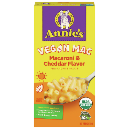 Annie's Homegrown Organic Cheddar Flavor Vegan Mac Shells with Creamy Sauce