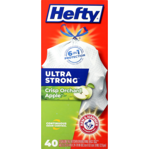 Hefty Ultra Strong Tall Kitchen Drawstring Trash Bags Crisp Orchard Apple Scent