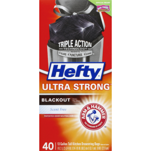 Hefty Ultra Strong Blackout Tall Kitchen Drawstring Trash Bags Scent Free