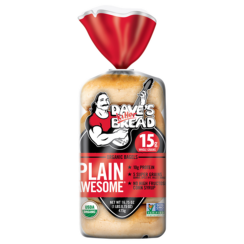 Dave's Killer Bread Plain Awesome Organic Bagels