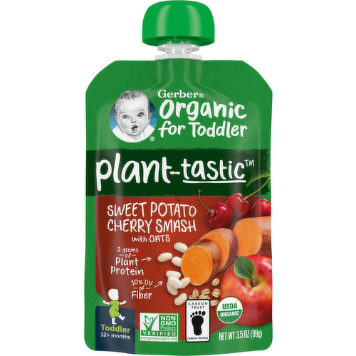 Gerber Organic for Toddler Plant-Based Sweet Potato Cherry Smash with Oats