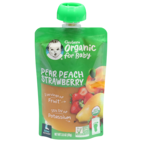 Gerber 2nd Foods Organic Pear Peach Strawberry Baby Food Squeeze Pouch