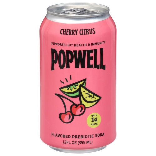 Popwell Cherry Citrus Flavored Prebiotic Soda