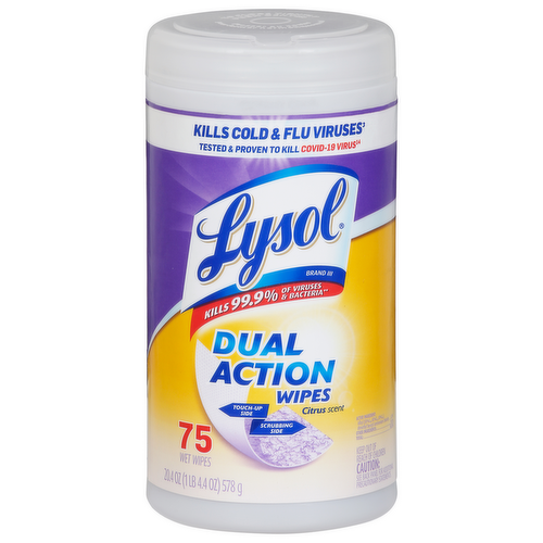 Lysol Dual Action Disinfecting Wipes Citrus Scent