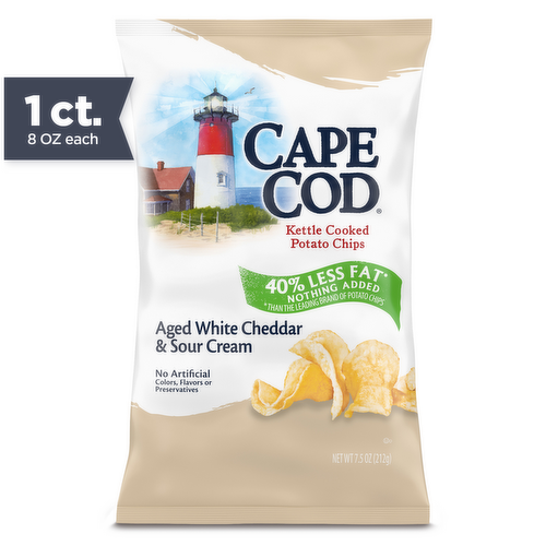 Cape Cod 40% Reduced Fat Aged White Cheddar & Sour Cream Kettle Cooked Potato Chips