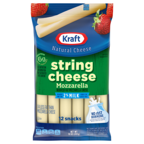 Kraft Reduced Fat Mozzarella String Cheese Sticks