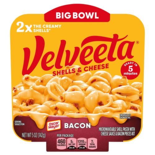 Kraft Velveeta Big Bowl Shells & Cheese with Oscar Mayer Bacon Dinner