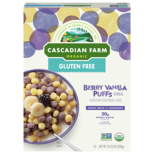 Cascadian Farm Organic Gluten Free Berry Vanilla Puffs Cereal