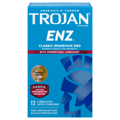 Trojan Enz Spermicidal Lubricated Premium Latex Condoms