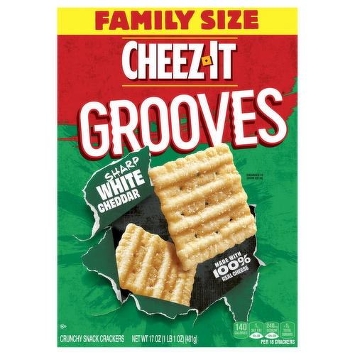 Cheez-It Grooves Sharp White Cheddar Crispy Cracker Chips Family Size