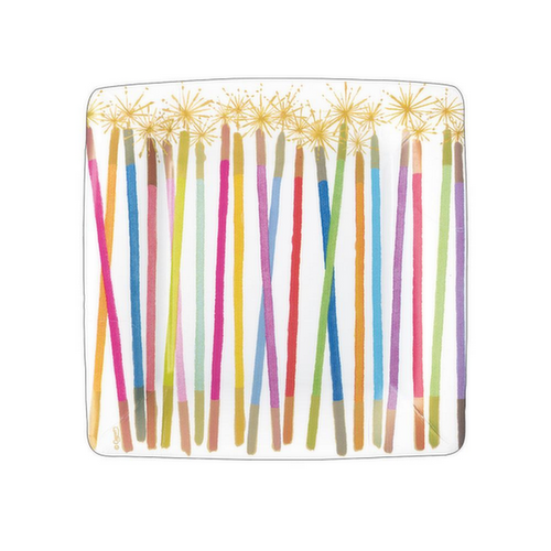 Caspari Party Candles Square Paper Plates 7.25 inch