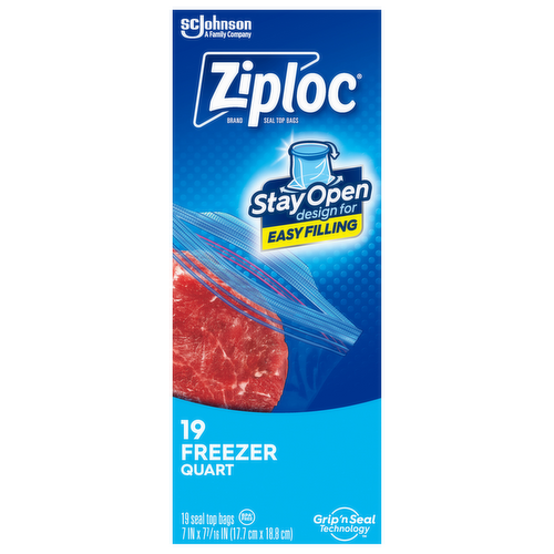 Ziploc Double Zipper Quart Freezer Storage Bags