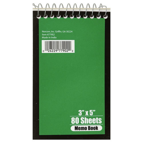 Norcom 3X5 Top Spiral Memo Notebook