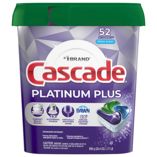 Cascade Platinum Plus ActionPacs Dishwasher Detergent Pods Fresh Scent