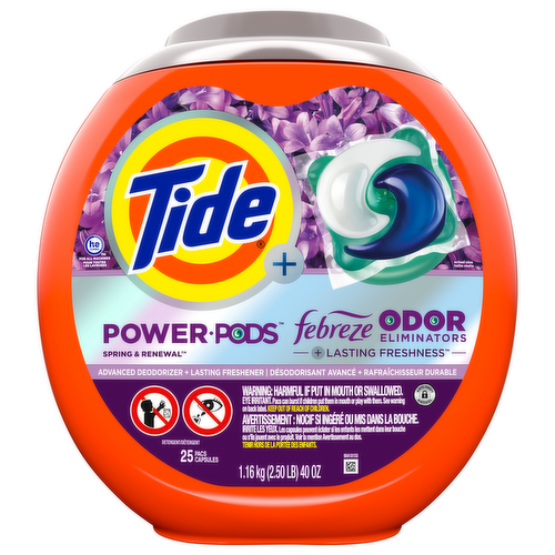Tide Power PODS Febreze Odor Eliminators Spring & Renewal Laundry Detergent Pacs