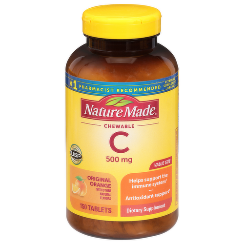 Nature Made Vitamin C 500mg Chewable Tablets Orange Flavor