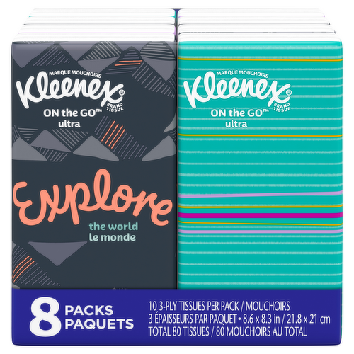 Kleenex 3-Ply White Pocket Pack Facial Tissues 8 Pack