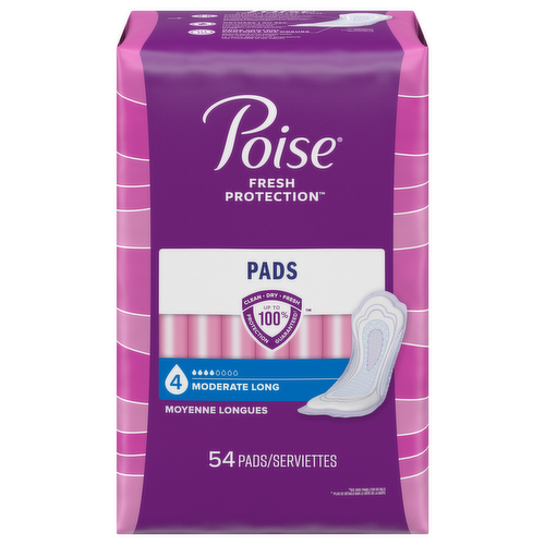 Poise Long Length Moderate Absorbency Incontinence Pads