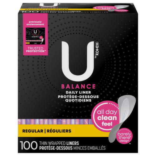 U by Kotex Barely There Regular Unscented Panty Liners