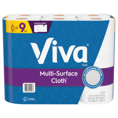 Viva Multi-Surface Cloth Choose-A-Sheet Paper Towels Big Rolls