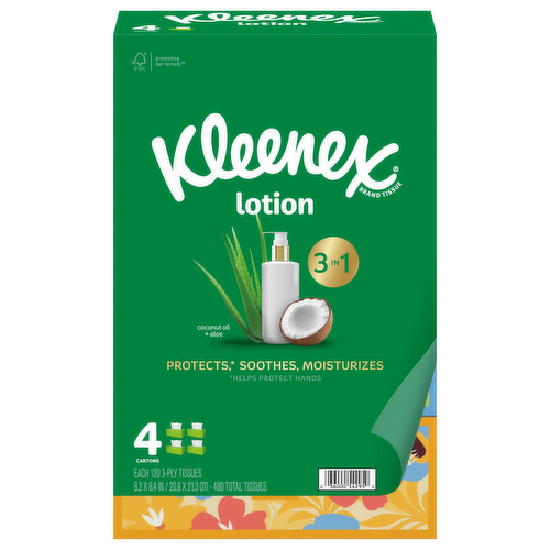 Kleenex Soothing Lotion Flat 4pk Medium 120ct