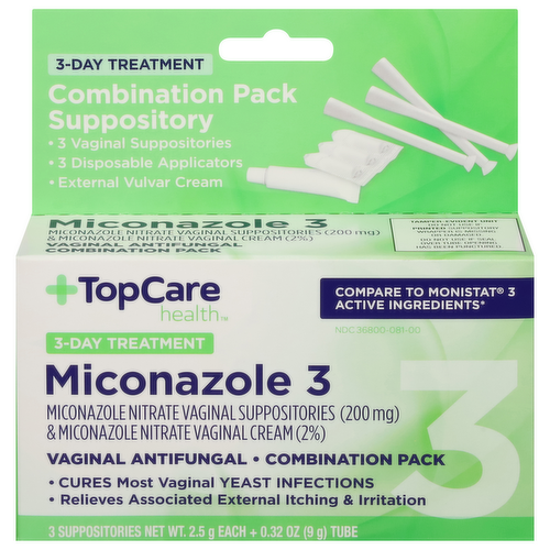 TopCare Miconazole 3 Vaginal Antifungal Combo Pack Yeast Infection Treatment