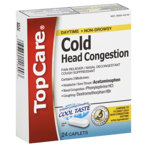 TopCare Cold Head Congestion Cool Taste Caplets