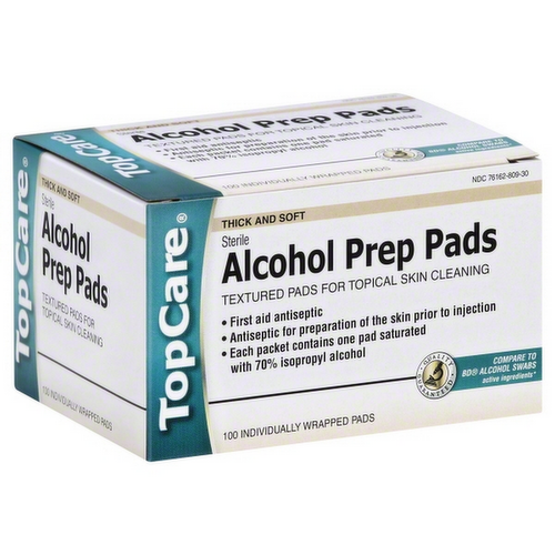 TopCare Alcohol Prep Pads Textured Pads for Topical Skin Cleaning