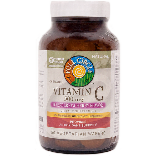 Full Circle Market Vitamin C Chewable 500 mg Raspberry Cherry Wafers