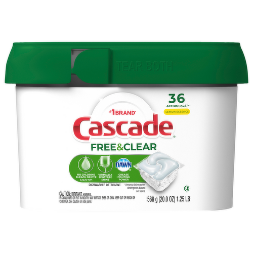Cascade Free & Clear Lemon Essance Scent ActionPacs with Dawn Dishwasher Detergent