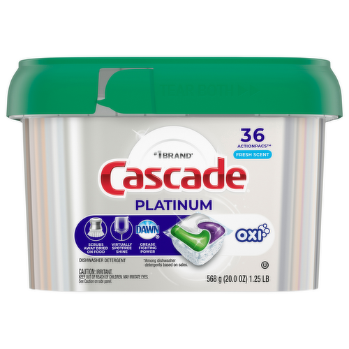 Cascade Platinum + Oxi Fresh Scent ActionPacs Dishwasher Detergent Tabs