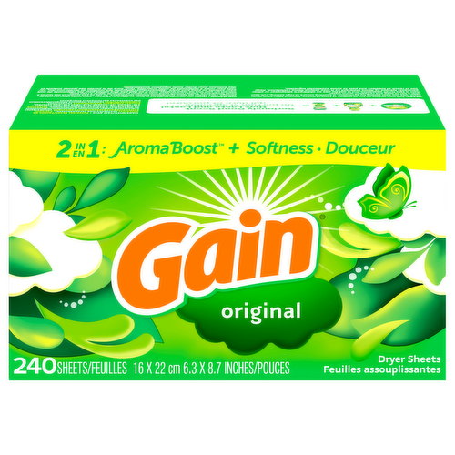 Gain Fabric Softener Dryer Sheets Original Scent